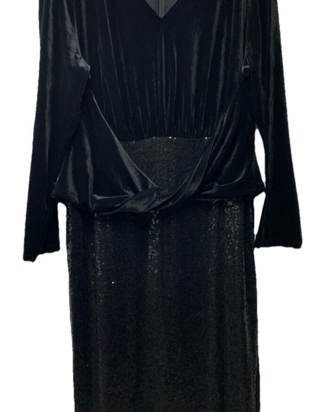 Hanna Nikole Women's Plus Size Velvet Side Slit Sequin Dress V Neck - Size 20W